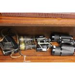 Super Zenith Set of Binoculars and Two Others plus a Rank Mamiya Camera