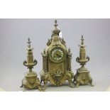 French Gilt Metal Clock Garniture