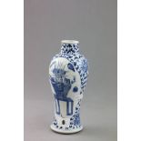 Chinese Blue and White Baluster Vase decorated with Flowers on a Table