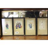 Four Antique Chinese Paintings on Rice Paper, each depicting a Figure