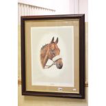 Framed and Glazed A. Gadd Limited Edition Signed Print of Red Rum no. 98/125