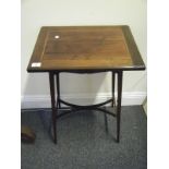 Delicate Edwardian Boxwood and Satinwood inlaid fold over top card table on slender supports