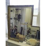 Good quality antique style gilt mirror with beveled edged glass, 2' x 3' approx
