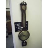 Georgian period Banjo Barometer, mahogany with a selection of 4 apertures to the front, a circular