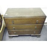 Oak chest of 3 long drawers circa Edwardian