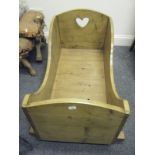 Pine Childs crib, decorated and constructed in the antique style 4'6 long x 24" wide,