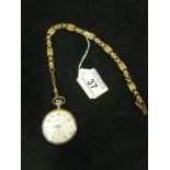 1920's pocket watch on gilt decorative chain, appears to be working