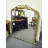 19c overmantle mirror with gilt and rope decoration 4'6 tall x 3' wide