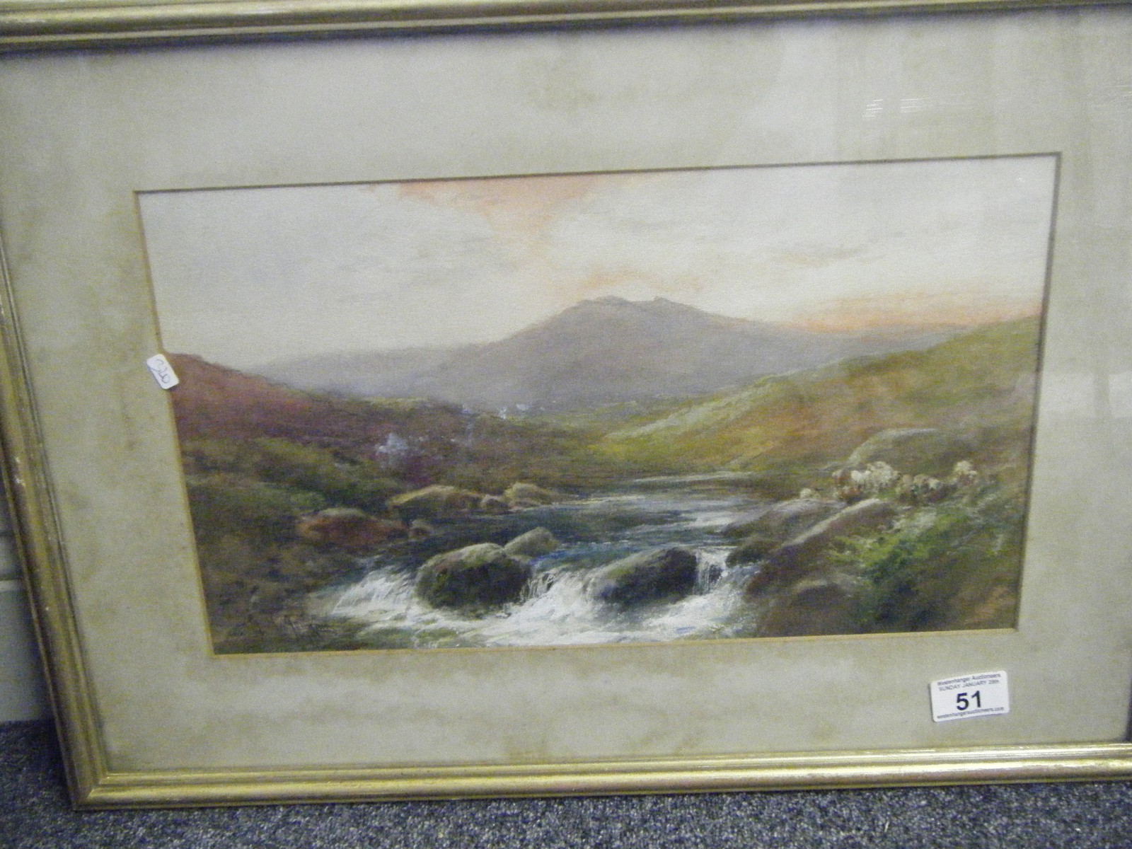 Gilt framed painting Highland landscape scene signed G H Jenkins