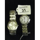 2 x Gents decorative watches both modern, multi function, Kenneth Cole, and GC