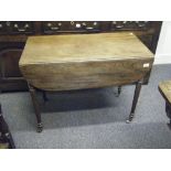 Regency period Pembroke table on fluted tapering supports with brass casters, single drawer, 2