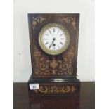 19c mahogany inlaid mantle clock, French 8 day timepiece, movement marked Mabiez of Paris