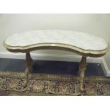 Serpentine inverted topped sofa table, bleached mahogany with decorative top