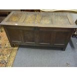 Mid 18th century oak Coffer with 4 panel top and front c1780, honest condition with some minor