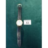 Longines Gents gold plated watch with stainless steel back c1980's on original leather strap, quartz