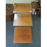 Nest of 3 mahogany inlaid tables,