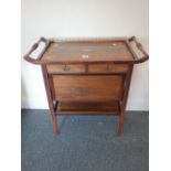 Fine quality rosewood 19c tea table, metamorphic design, with brass galleried back, inlaid shell