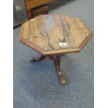 19c Re-constructed coffee table with hexagonal shaped top 20" tall