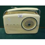 Bush Bakelite white portable radio, c1960's?
