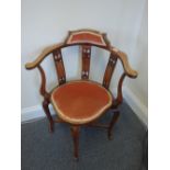 Inlaid mahogany gentleman's corner chair