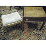 Oak 1920's sewing ox with lid and a similar period dressing table stool