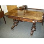 William 1V Rosewood Library table 2 large turned columns, supporting 4 small feet leading to a top