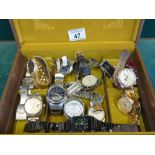 16 assorted Gents watches, including leather and chrome straps, copies of famous watches,