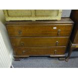 Oak Edwardian chest of 3 long drawers