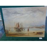 Anthony Vandyke Copley Fielding, and Un-framed 19c watercolour, depicting a calm shoreside scene