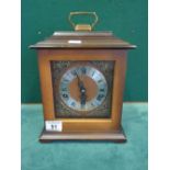 Small bracket clock with a German 8 day movement, chiming on gongs, antique style c1980's