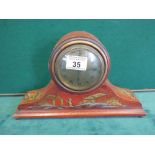 Edwardian period good quality Burgundy coloured Chinosire style mantle clock, 8 day timepiece,