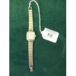 Ladies 1980's Dunhill steel and gilt highlighted quartz movement wrist watch on bracelet style