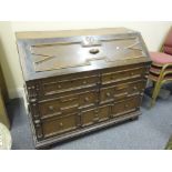 Large Georgian period European Bureau probably Dutch, a cluster of 3 short drawers, 2 short