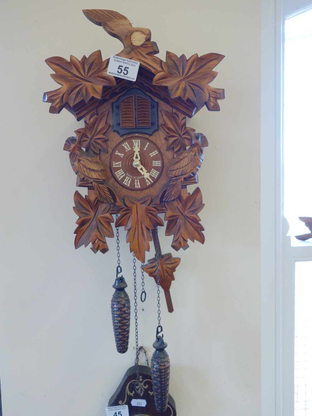 Decorative Cuckoo clock, made in Germany with Black forest style design