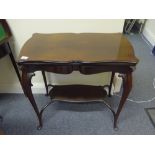 Late Victorian Art Nouveau inspired mahogany card table with shaped top, 4 cabriole supports