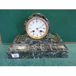 19c Green coloured marble Mantle Clock, with an 8 day movement striking on a bell, marked to the