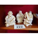 4 x carved small old Netsuke, some signatures to base