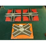Hornby Trains O gauge 3 x boxed crossing sets, 2 x CR2 right angle crossings, both in red boxes,