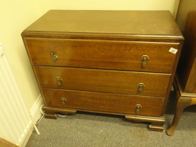 Edwardian oak chest of 3 long drawers