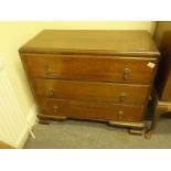 Edwardian oak chest of 3 long drawers