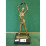 Bronze figurine on stand of a Ballerina in dancing pose 10" tall including base, signed on base B.