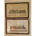 Pair of c1920's f/g coloured prints, Steam Locomotives, reproductions after the paintings by Moore,