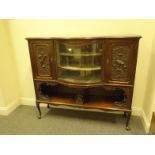 Late 19c mahogany box fronted Sideboard, bow fronted glazed centre section with shelving enclosed,