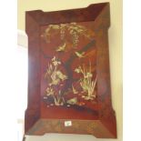 Pair of c1920's Oriental panels both decorated with Soapstone inlay, panels measure 21" x 31"