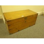 19c Military Camphor wood travelling trunk with later carrying handles, fitted interior with lift