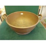 Large 19c brass and copper jam pan