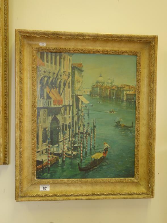 Interesting c1950's oil painting on canvas of Venice, dated to reverse of camera 1954, entitled