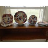 19c Imari items including 3 large dishes, various other Imari patterned items including fruit bowl