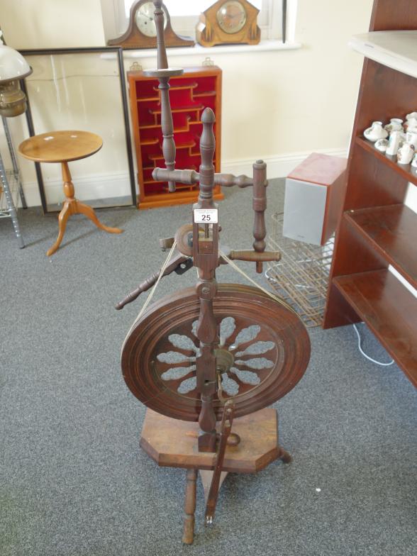 Antique spinning wheel, 4'6 tall appears to be working
