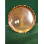 Keswick an Arts & Crafts copper serving tray 10" dia numbered C114 and impressed Keswick mark,